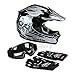 TCMT Dot Youth & Kids Motocross Offroad Street Helmet Black Skull Motorcycle Helmet White Dirt Bike Dirt Bike Helmet+Goggles+gloves (XL, black)
