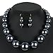 KOSMOS-LI Large Style Big Imitate Pearl Strand Choker Necklace With Earrings Set