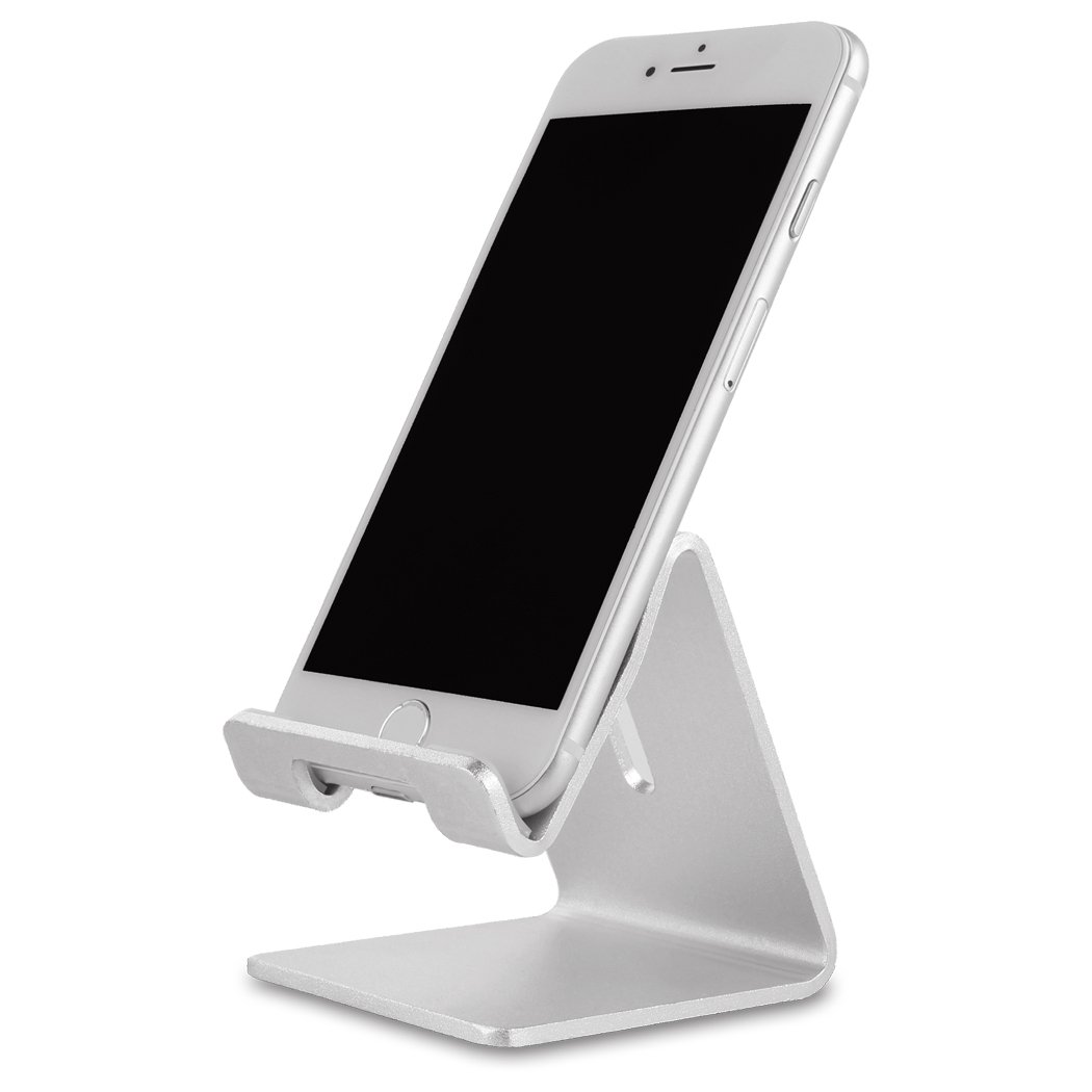 Cell Phone Holder, iPhone Stand, MMTE Aluminum Alloy Dock for iPhone, Android and most Mobile Phone (Silver)