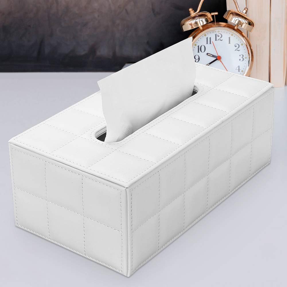KINGFOM Imitation Suede Leather Rectangle Tissue Box Dispenser Case Napkin Holder Home Office Decoration Car Accessory Colors (white): Home & Kitchen