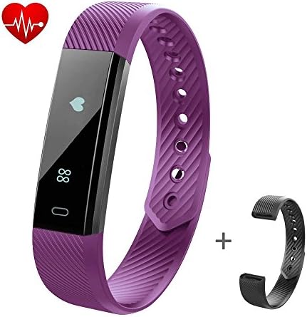 Fitness Tracker Watch,LOVK HR Heart Rate Fitness Tracker Pedometer Watch Bluetooth Waterproof Activity Health Tracker Smart Bracelet with Touch Screen USB Charging Step Counter for Women Kids,Purple