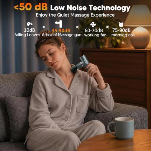 arboleaf Pistola de Masaje Muscular Mini con Calor, Massage Gun Portátil | Cuerpo Metálico Anodizado, Masaje Térmico 42°C, Motor Sin Escobillas Silencios, 3200 RPM, 2000 mAh, Carga USB-C, 5 Velocidad