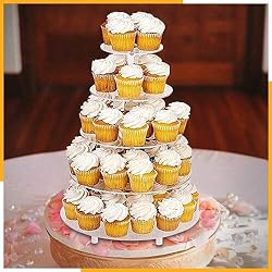 Jusalpha Large 5-Tier Acrylic Round Wedding Cake