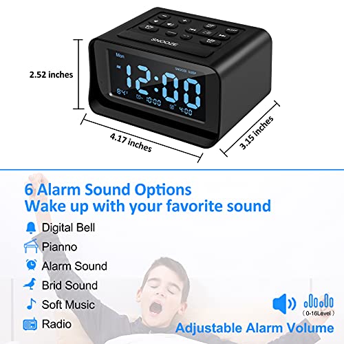 Acsonwin Digital Alarm Clock Radios with USB Charger ports, Bedside