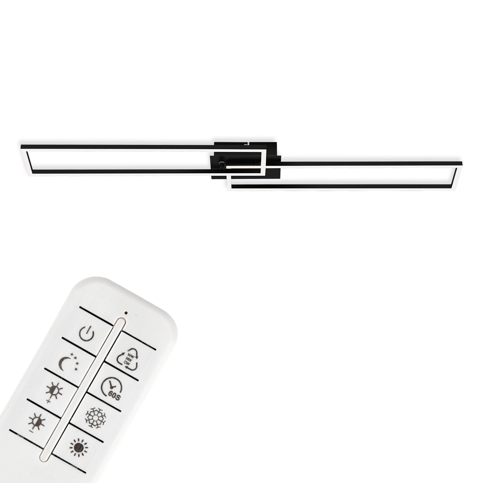 Briloner Leuchten - LED Ceiling Light, dimmable Ceiling lamp, incl. Remote Control, incl. Colour Temperature Control, incl. Night Light Function and Timer, Black, 1100 x 248 x 78 mm (LxWxH)