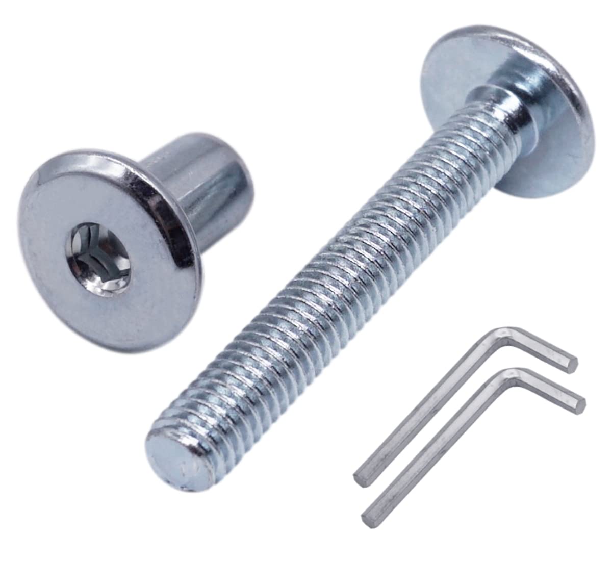 (Pack of 20 pcs) Zinc Plated Steel Joint Connector Bolts M6 x 40 mm With Nuts, Furniture Connector Bolt, Hex Allen Screws (20, M6 x 40 mm (With Nuts)