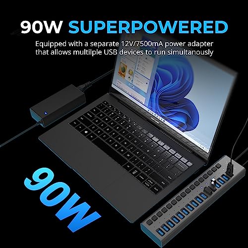 Sabrent 16-Port USB 3.0 Data HUB and Charger with Individual switches [90 Watts] (HB-PU16)