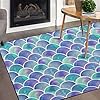 Naanle Watercolor Rainbow Mermaid Scale Non Slip Area Rug for Living Dinning Room Bedroom Kitchen, 4' x 5'(48 x 63 inches), Colorful Nursery Rug Floor Carpet Yoga Mat