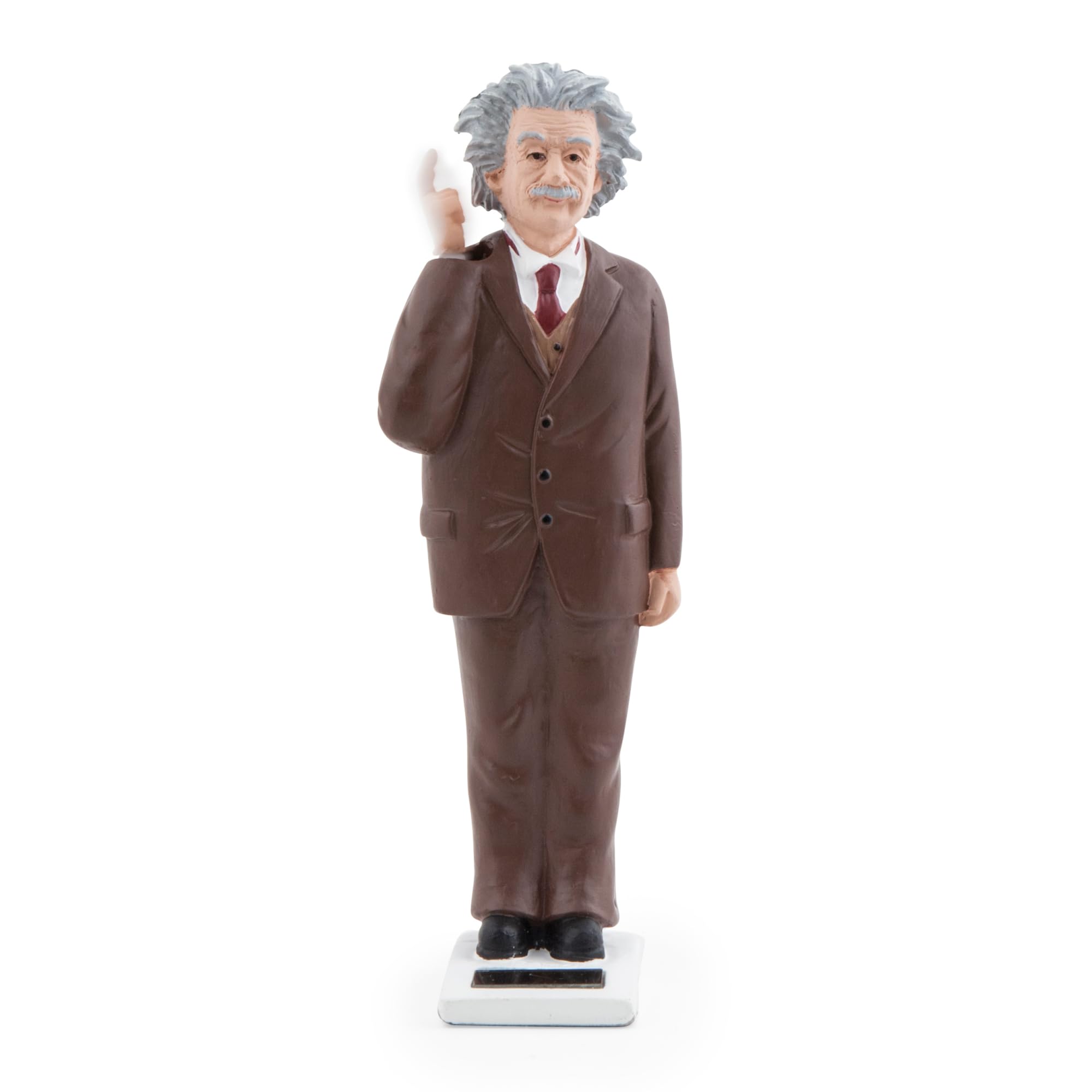 Kikkerland Solar Einstein, powered by sun rays, perfect for bookshelf, window sill, tool panel, 1609, brown, 16.5 x 3.8 x 3.8 cm
