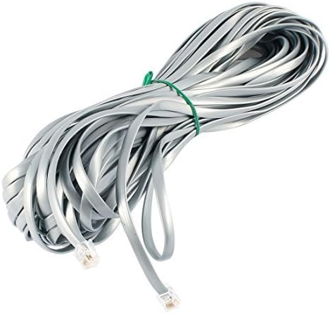 EbuyChX RJ12 6P6C Lalaki Plug Flat Telephone Line Cable kurdon, 20M 65-Talampakan, Gray