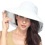 Simplicity Women's Cotton Summer Beach Sun Hat with Wide Fold-Up Brim White