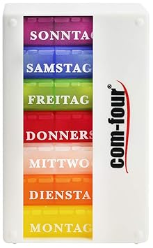 com-four® Medikamentendosierer 7 Tage Pillendose Pillenbox Tablettendose Tablettenbox Wochendosierer Morgens Mittags Abends (