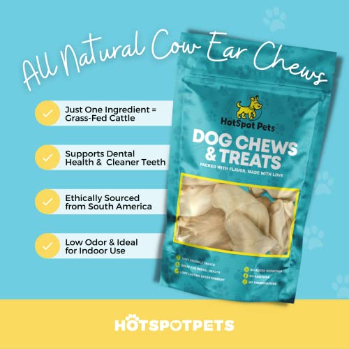 hotspot pets Cow Ears for Dogs (10 Pack) Large Premium Beef Cow Ears