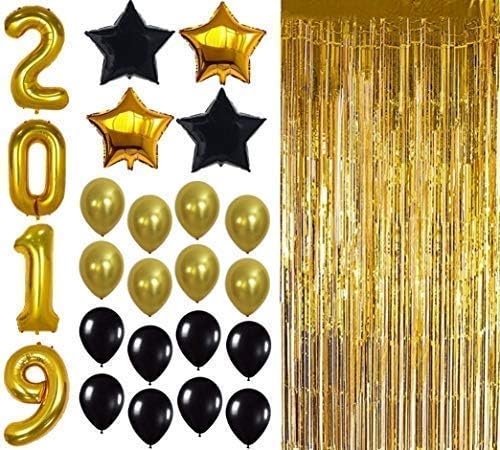 2019 Gold Balloons Foil Curtain Graduation Party Supplies College Party Decorations Photo Booth Backdrop 27 Pieces-Party Pack by PARTY PALACE (Gold)