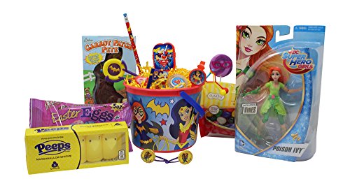DC Super Hero Girls Easter Basket | Great for Little Boys and Girls | Pre Filled with Stuffers, Chocolate, Candy, Treats and Toys | Perfect for Kids of Most Ages