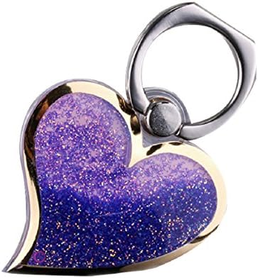 Aorbi 2017 New Fashion Design Love Heart Shape Shiny Glitter Phone Ring Holder 360 Degree Rotating Ring Grip Anti Drop Finger Holder for iPhone iPad Cellphone Mobile Phone Tablet (Purple)
