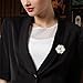 Fashion jewelry designer big immitation pearl classic round shape enamel camellia brooch pin for women (Off White)