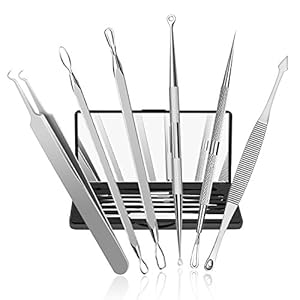 Blackhead Remover, Chimocee 6PCS Pimple Comedone Extractor Tool, Blackhead Whitehead Blemish and Splinter Best Acne Zit Removal Tool for Risk Free Nose Face, A Gift Box with Mirror