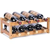 FOSTERSOURCE Bamboo Wine Rack - 2-Tier Countertop Display Shelf for 8 Bottles