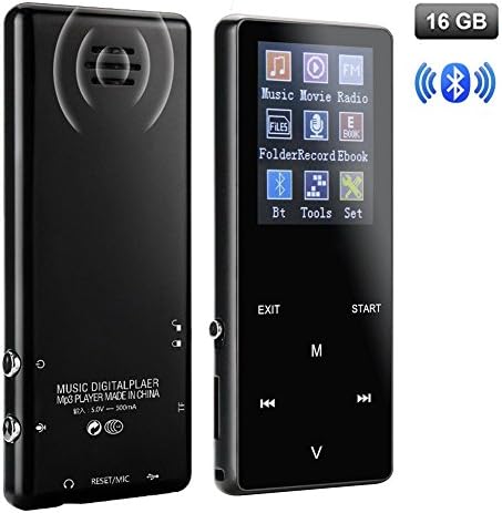 MP3 Player with Bluetooth Lonve 16GB Music player with FM Radio/Voice Recorder HIFI Lossless Sound Quality Touch Button Media Player
