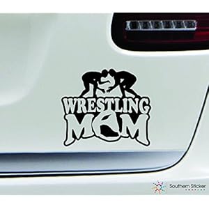 Wrestling mom Player 3.9×4.5 Black Family Grappling Uniform Sport Combat United States America Color Sticker State Decal…
