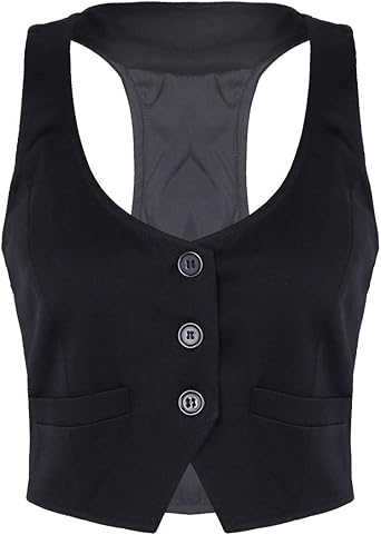 Freebily Las Mujeres Chaleco Ocasionales Sin Mang Botón Cuello En V