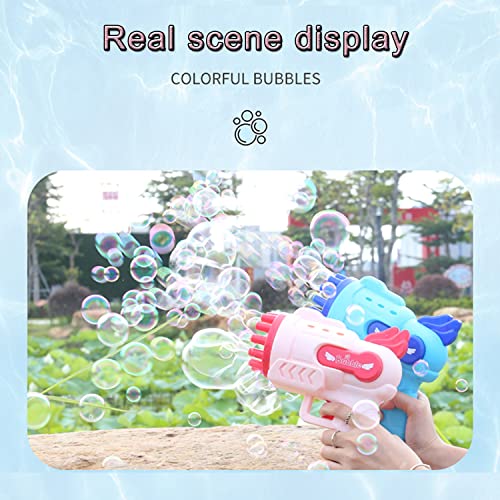 2PCS Automatic Bubble Machine Gun for Toddlers, 12 Hole Bubble Maker Summer Toy for Kids, Bubble Blower with Light Party Favors Bubble Blower for Boys Girls, Outdoor Children\'s Toys Gifts