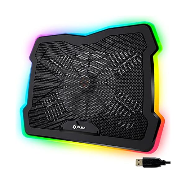 KLIM-Ultimate-Laptop-Cooling-Stand-with-RGB-backlighting-11-17-Gaming-Laptop-Cooling-Pad-For-Desk-New-2021-USB-Powered-Fan-Very-Stable-And-Silent-Compatible-Mac-And-PS4 KLIM Ultimate + RGB Laptop Cooling Pad with LED Rim + Gaming Laptop Cooler + USB Powered Fan + Very Stable And Silent…