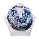 Lucky Leaf Women Lightweight Cozy Infinity Loop Scarf with Various Artist Print (Floral Blue)