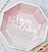 Ginger Ray Pick And Mix Foiled Pink Ombre Happy Birthday Party Paper Plates (8 Pack), Gold, 25Cm, Model Number: