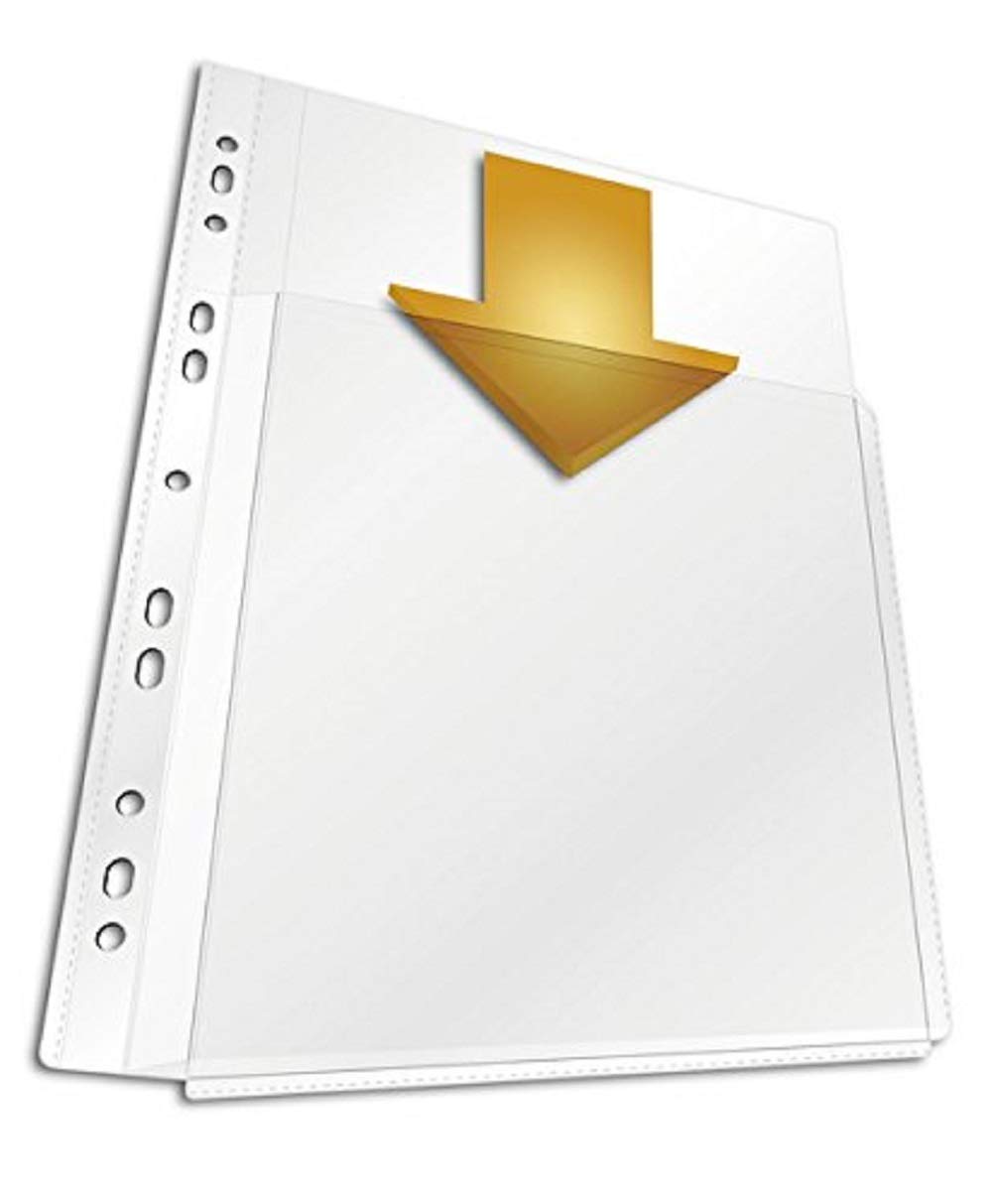 Durable Transparent Punched Pocket MAXI A4 Portrait | Punched Document Wallet with Thickness of 1.8 mm | Pack of 5 Transparent Pockets