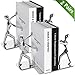 Heavy Duty Stainless Steel Art Bookends, Non-skid, Metal Book Ends for Shelves, Book Support, Book Stopper for Books, Movies, Magazines, Video Games, 7.28 x 6.1 x 2.75 inches, Silver, 2 Pairs/4 Pieces