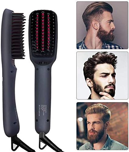 Quick Beard Straightener Comb For Men Ionic Ceramic Hair Straightener Curler Brush With LED Display + Adjustable Temperatures Comb For All Hair Types