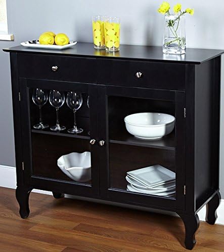 ELEGANT HOLIDAY BUFFET Wood Console Sideboard Table with Drawers and Storage, Black Finish
