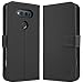 LG V20 Case, Tauri [Stand Feature] Wallet Leather Protective Case with Card Pockets Flip Cover For LG V20 - Black