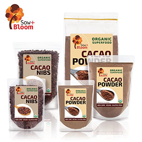 Cacao Nibs Organic Raw Superfood by SOW+BLOOM Sugar Free, Gluten Free