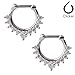 Ruifan 16G Nose Ear Daith Septum Clicker Ring with Clear CZ Gems 316L Surgical Steel 2PCS - Steel