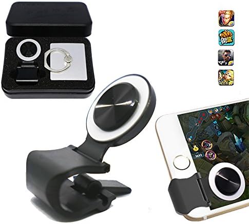 Mobile Joystick, Phone Game Rocker with Phone Ring Holder Touch Screen Joypad for iPhone / Smart Phones (Silver)