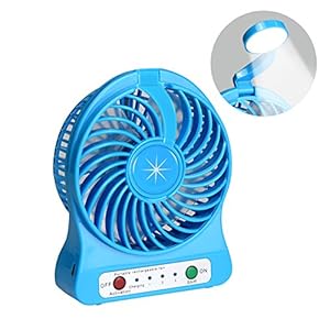 TmDeken USB扇風機 卓上 ミニ扇風機 風量3段階調節 LEDライト 電気スタンド機能付き USB充電/電池給電