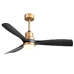 52" Modern Black and Gold Ceiling Fan with Lights