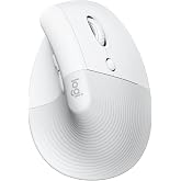 Logitech Lift for Mac Wireless Vertical Ergonomic Mouse, Bluetooth, Quiet Clicks, Silent Smartwheel, 4 Customisable Buttons, for macOS/iPadOS/MacBook Pro/Air/iMac/iPad - Off White (Renewed)