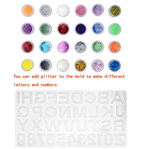 Resin Casting Alphabet Mold Letter Number Silicone Molds for Epoxy Resin Crafts Resin Keychains, Crayons, Soap, Clay Crafts,DIY Sugar Cake Craft Casting Molds Set Kit (Transparent)