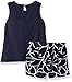 Nautica Girls' Sleeveless Knit Top with Leaf Print Woven Short Set