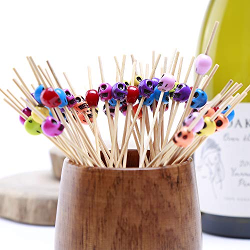 image for Cocktail Picks 100 Counts Skeleton Sticks Wooden Toothpicks Cocktail S