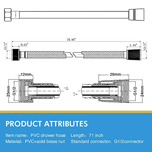 AMAZING FORCE PVC Shower Hose 71 Inches(6 feet) Extra Long Smooth