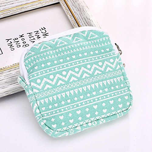 DZT1968 Women Girl Cute Sanitary Pad Organizer Holder Napkin Towel Bags (Green)