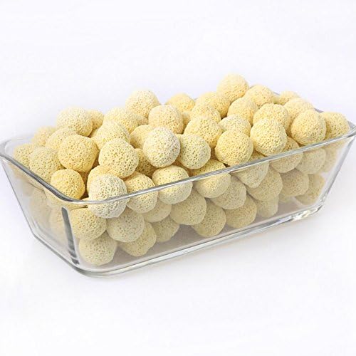 50Pcs Aquarium Porous Ceramic Sphere Filter Media Net Bag Diameter Biological Ball Fish Tank Pond Marine Freshwater Aquariums (Beige A)