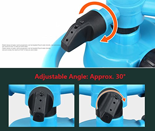 Easyflower Pratical Home Supplies Durable Rotary Three Arm Water Sprinkler Lawn Sprinklers Water Sprinkler for Garden Lawn Kids Play