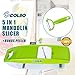 Mandoline Slicer, OCOLEO Julienne Vegetable Slicer - Potato Slicer - Cutter for Cucumber, Onion, Cheese with 5 Stainless Steel Blades with eBook, Peeler and Food Container - Mandolin