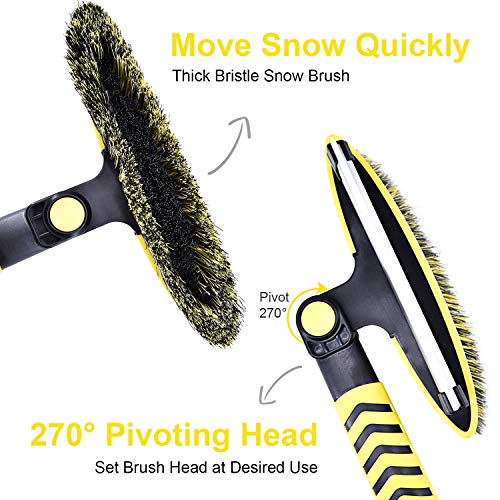 GEJRIO Car Snow Brush with Detachable Ice Scraper & Squeegee, 5 in 1